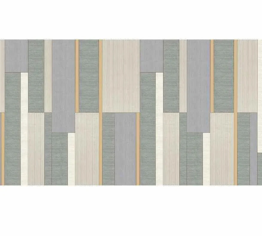 Papier peint bandes géométriques gris, beige et blanc style moderne pour salon ou chambre