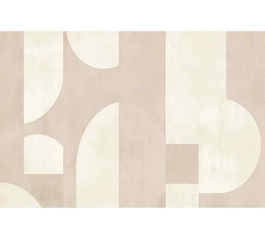 Papier peint beige géométrique avec motifs abstraits pour salon ou chambre