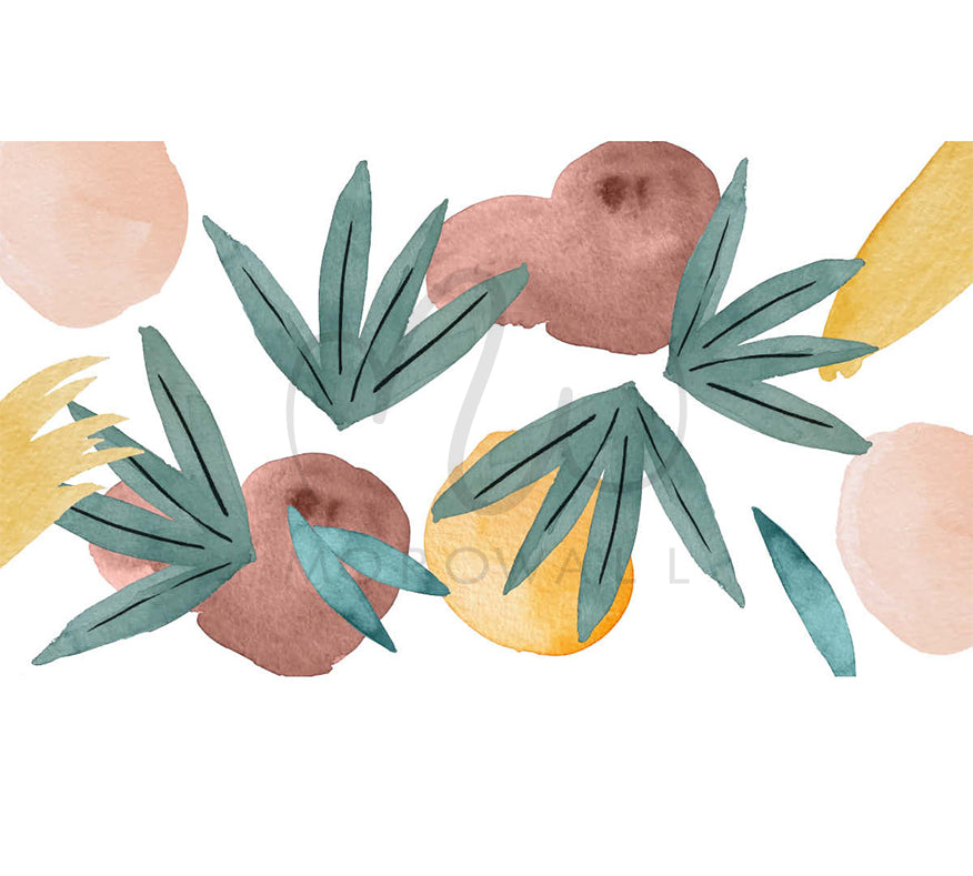 Papier Peint Aquarelle Tropicale & Formes Organiques