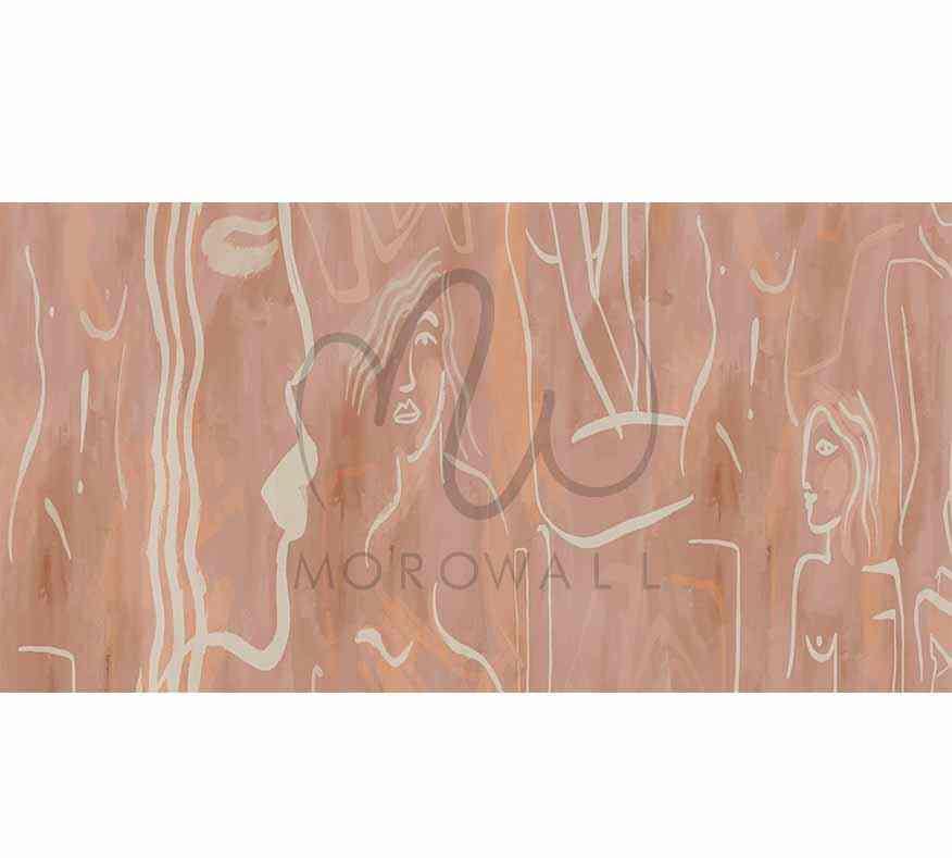 Papier Peint line art terracota - Morowall