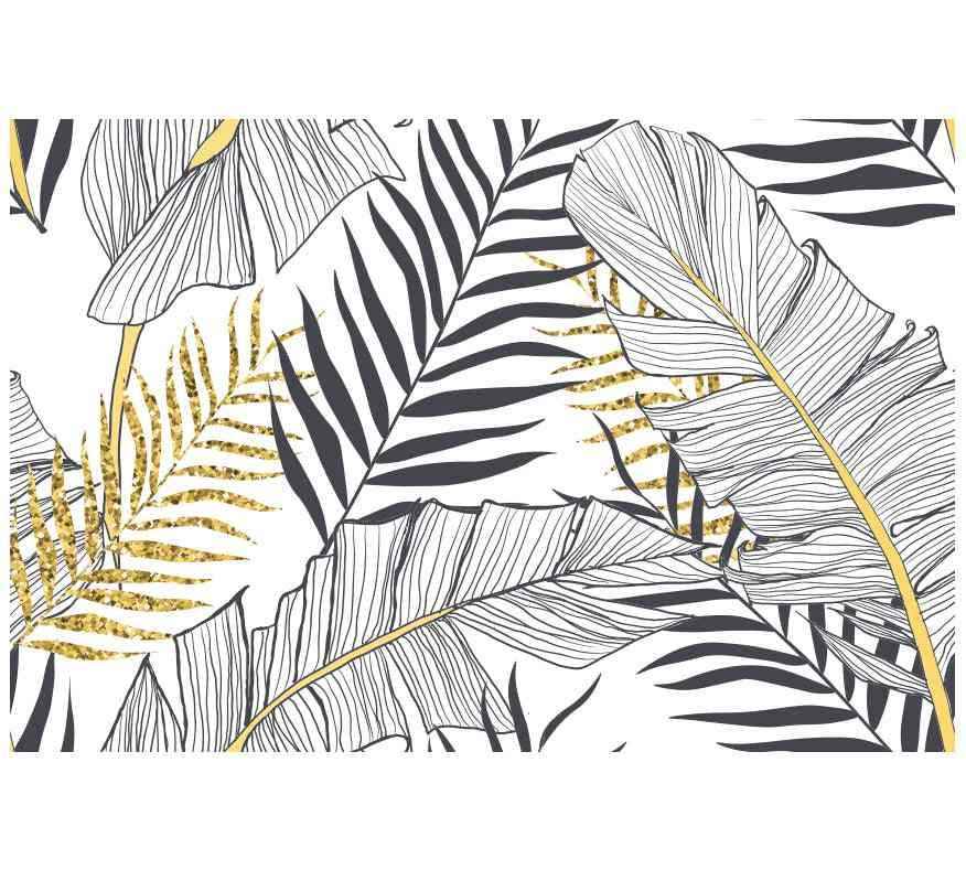 Papier Peint Black and gold leaves - Morowall