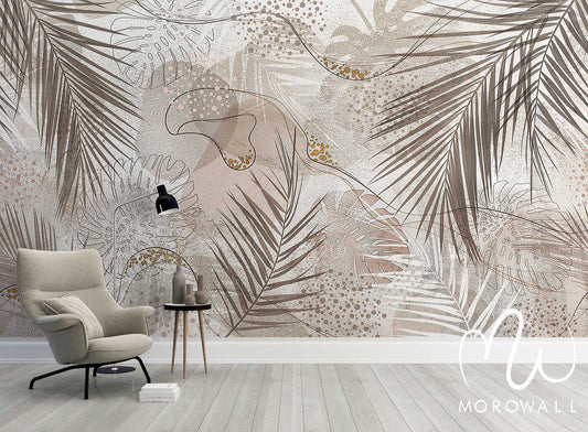 Papier Peint brown abstract palm