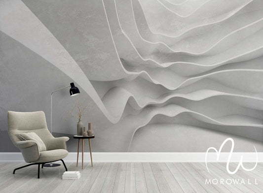 Papier Peint 3D - Grey White etages - Morowall