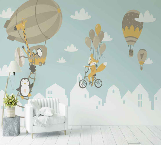 Papier Peint Hot Air Animals - Morowall