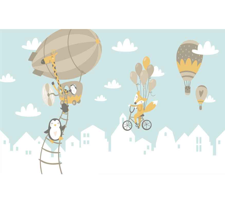Papier Peint Hot Air Animals - Morowall