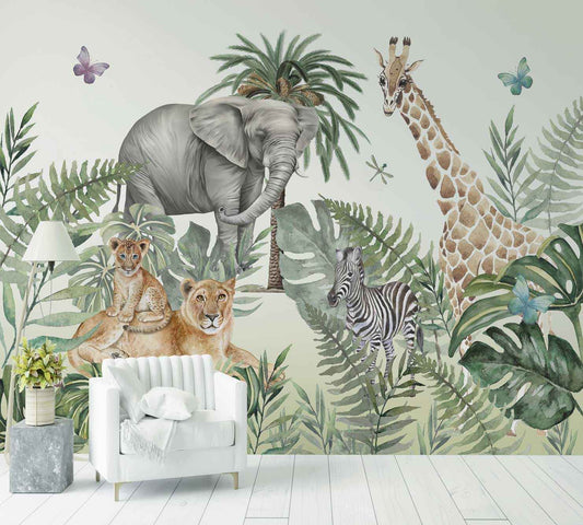 Papier Peint Jungle animals - Morowall