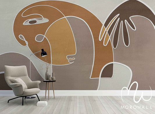 Papier Peint abstract faces - Morowall