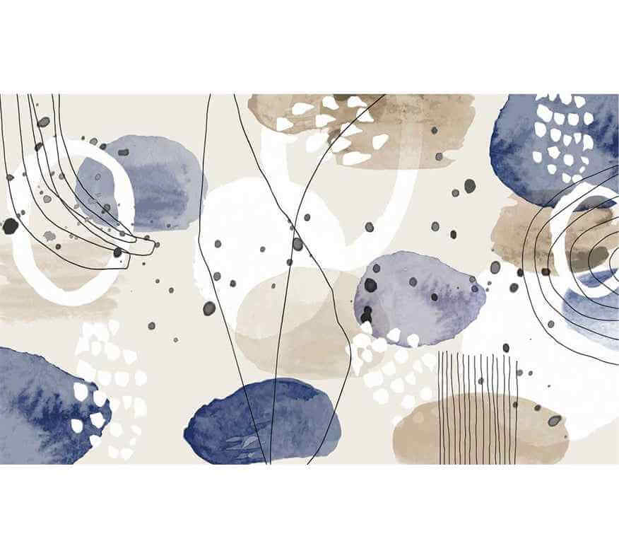 Papier Peint abstrait Bleu beige - Morowall