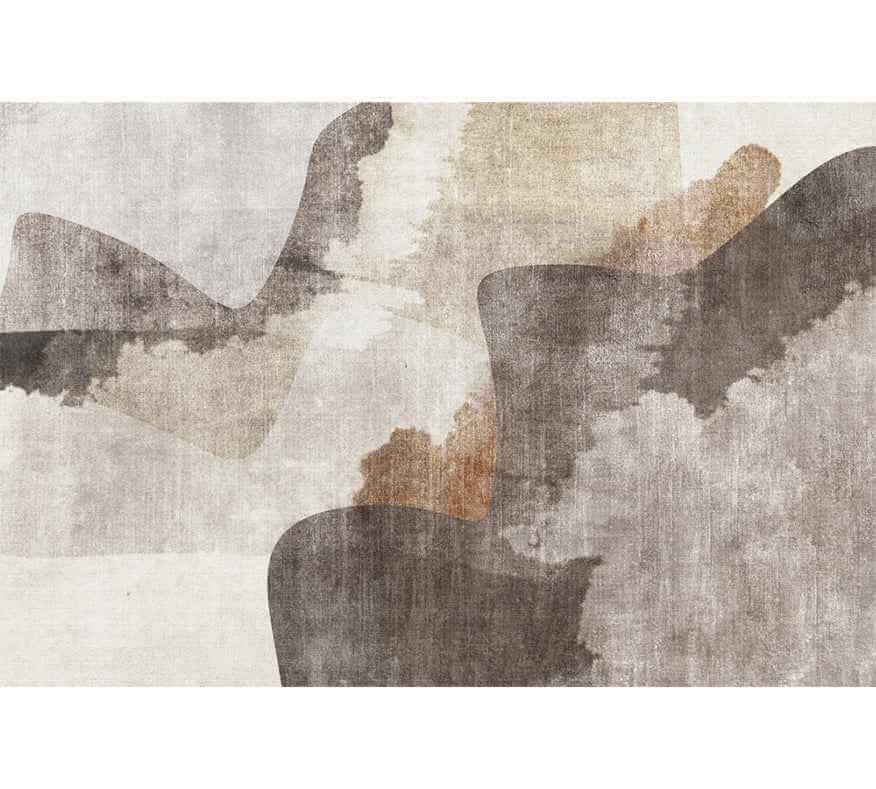 Papier peint abstrait marron et beige, motif artistique moderne pour décoration murale intérieure.
