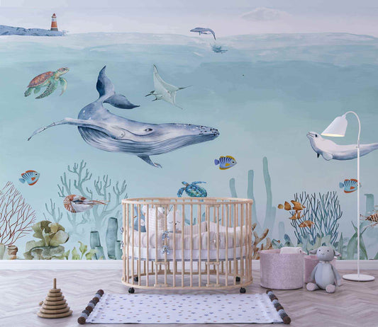 Papier Peint la baleine d'océan - Morowall