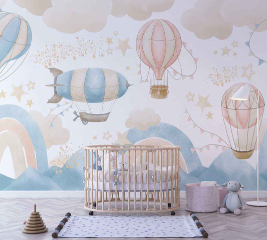 Papier Peint les montgolfières Pastel