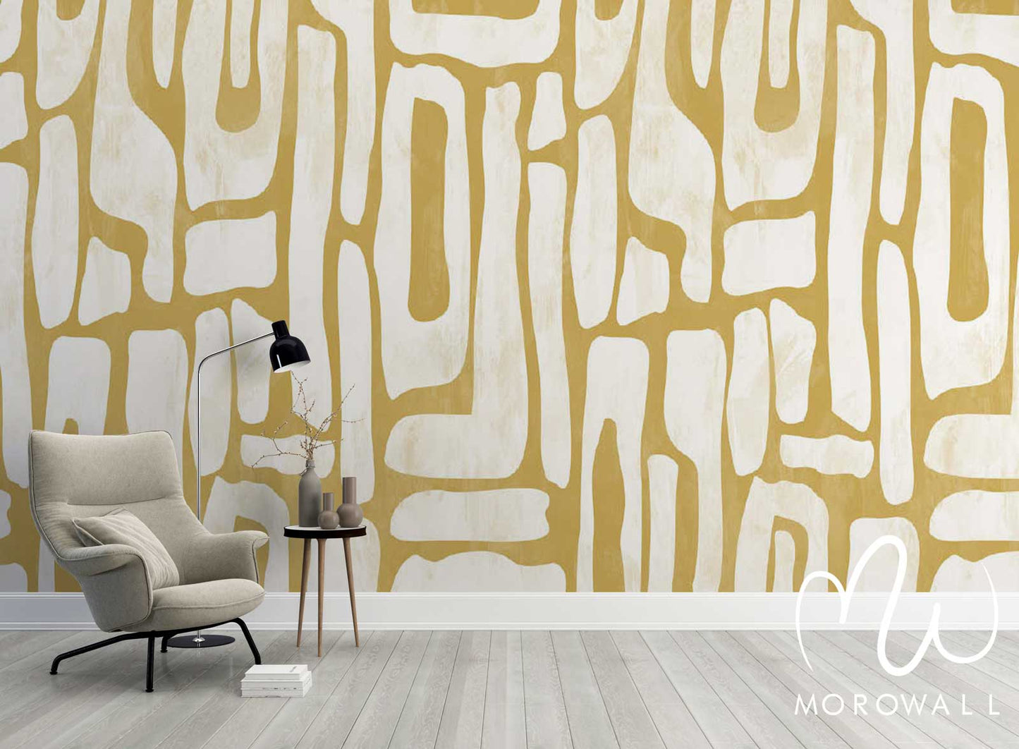 Papier Peint Gold and White Wall