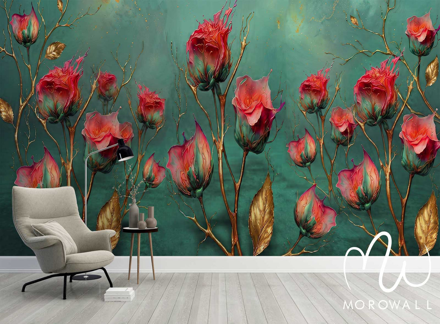 Papier Peint Roses d'Or Boréales