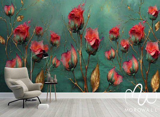 Papier Peint Roses d'Or Boréales