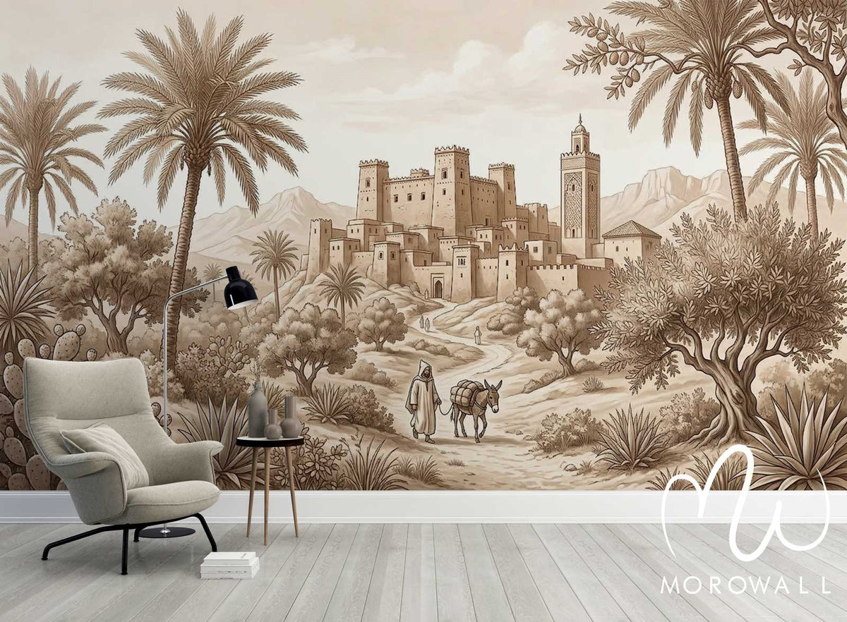 Papier Peint Paysage Marocain Sepia 2