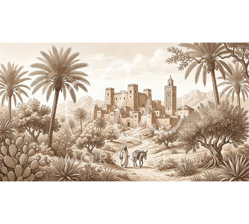 Papier Peint Paysage Marocain Sepia 2