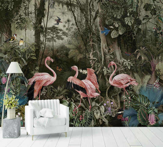 Papier Peint Flamingos - Morowall