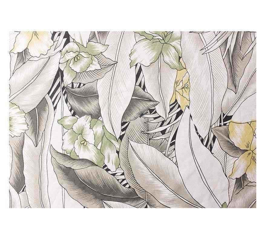 Papier peint vintage motif fleurs et feuilles tropicales beige vert pour décoration murale