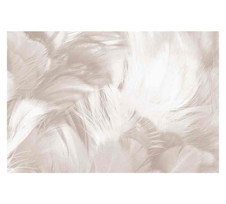 Papier peint motif plumes blanches, décoration murale élégante pour chambre ou salon