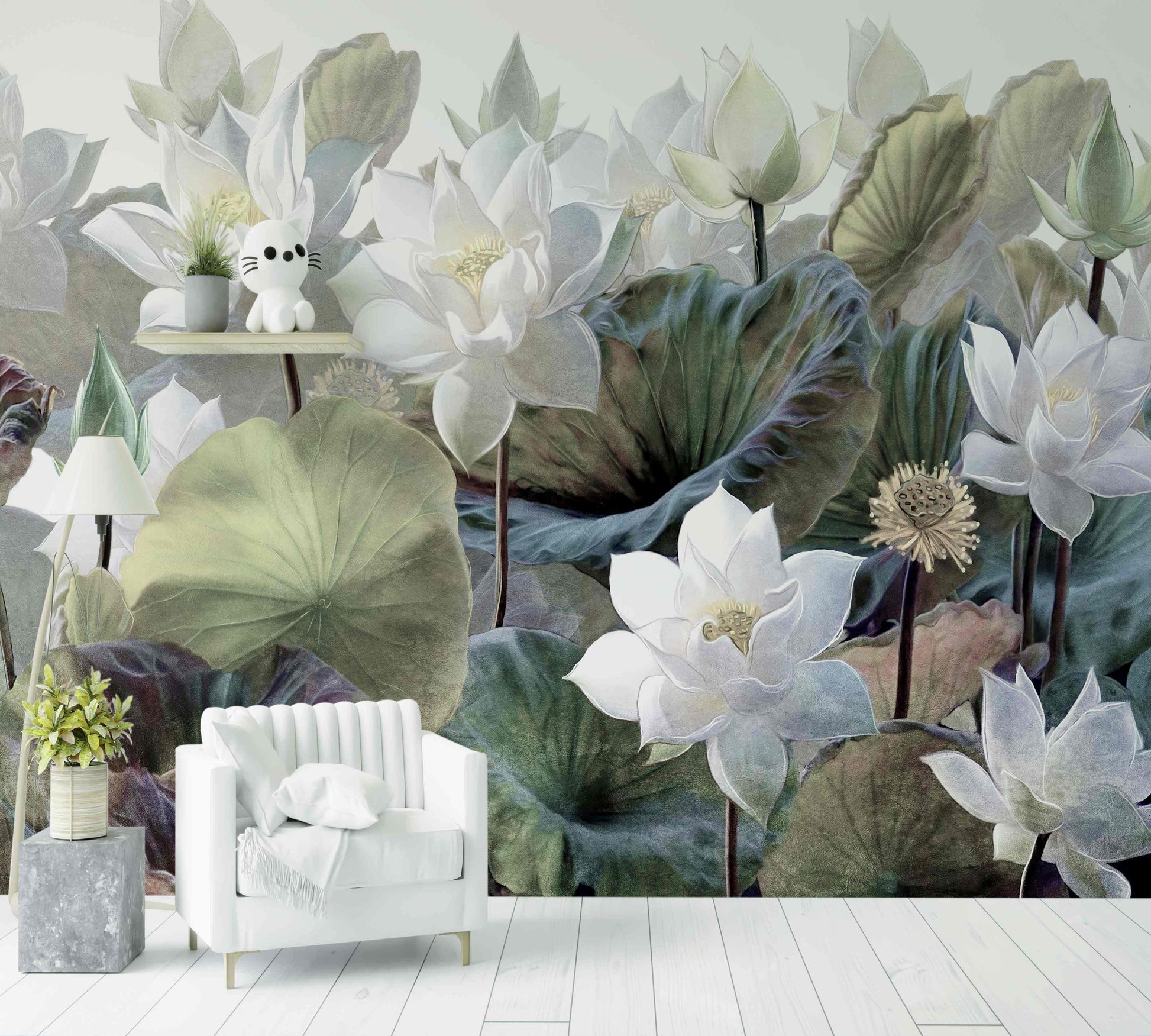 Papier Peint White Flowers - Morowall 
