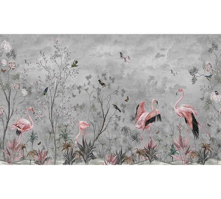 Papier Peint tropical forest flamingo - Morowall 